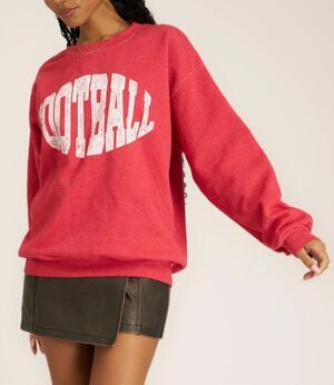 Project Social T $78 Oversized Football Sweatshirt Red Women’s S/M NEW